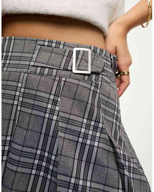 ASOS Gray Pleated Mini Kilt Skirt With Buckle