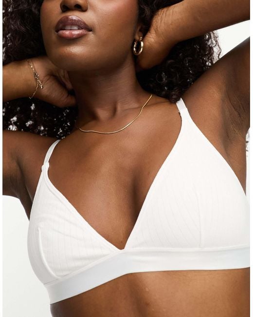 Monki Brown Ribbed Triangle Bralette