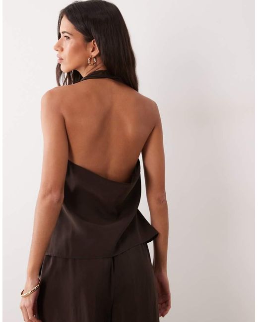 ASOS Brown Modal Look Tie Side Wrap Halter Top