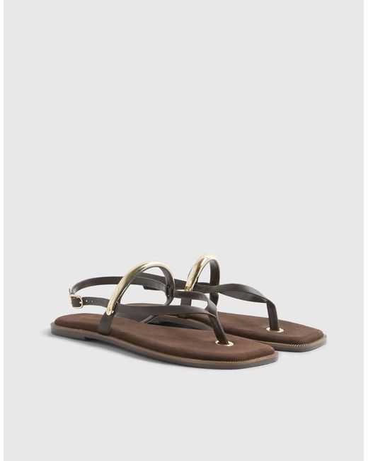 River Island Black Leather Toe Thong Bangle Flat Sandals