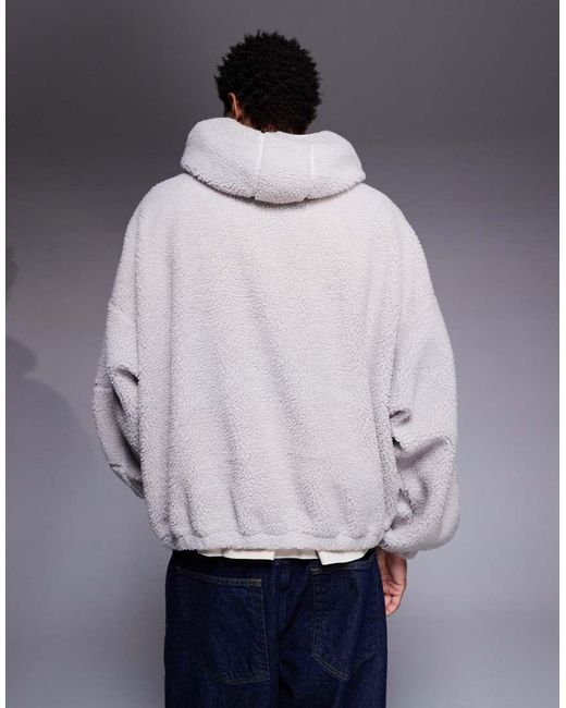 ASOS Gray Extreme Oversized Quarter Zip Funnel Neck Hoodie for men