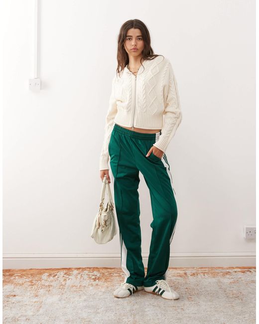 Monki White Cable Knit Hooded Cardigan With Double Zip Detail