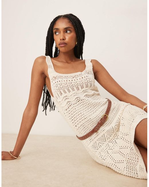 ASOS Natural – minikleid mit häkelstruktur