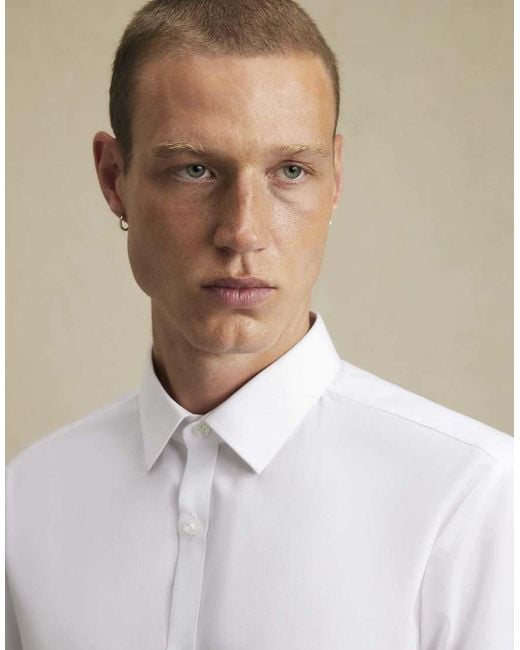 River Island White Slim Fit Cotton Blend Shirt for men