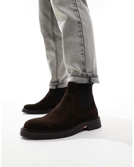 Tommy Hilfiger Black Suede Chelsea Boots for men