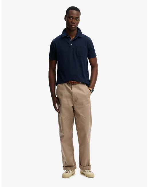 Superdry Blue Classic Cotton Linen Polo Shirt for men