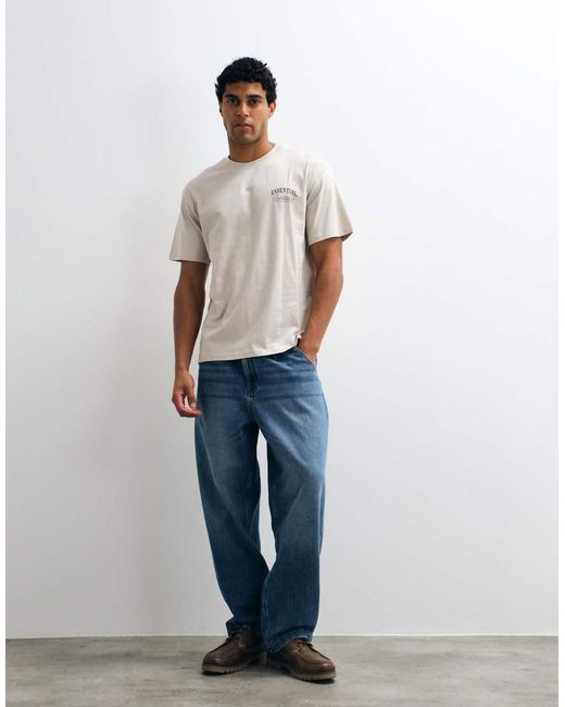 Jack & Jones Gray Essentials Backprint T-shirt for men