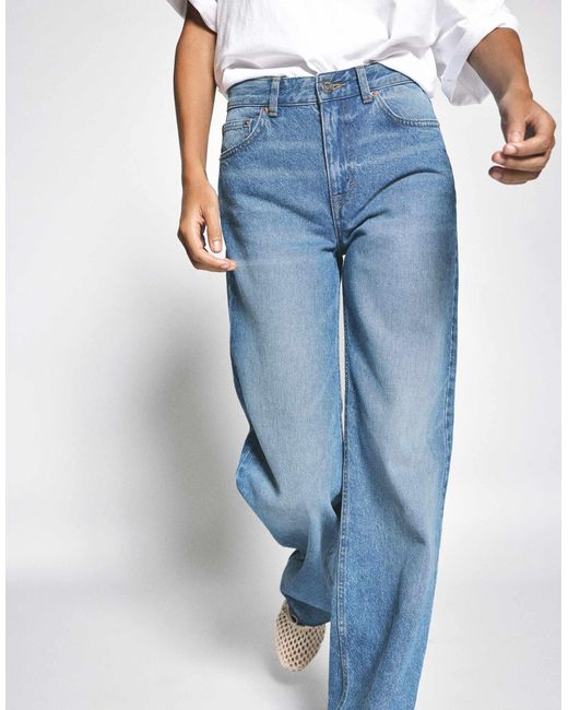 Jean droit ample - indigo Pull&Bear en coloris Blue
