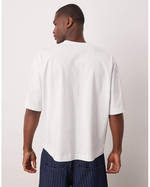 ASOS Oversized T-Shirt Van Zware Stof Met Inkeping in het White voor heren