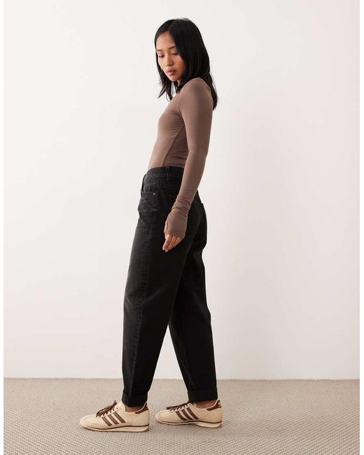 ASOS Black Asos Design Petite High Rise Relaxed Mom Jeans