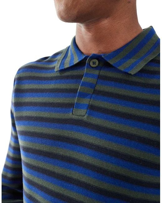 Paul Smith Blue Knitted Polo Jumper for men