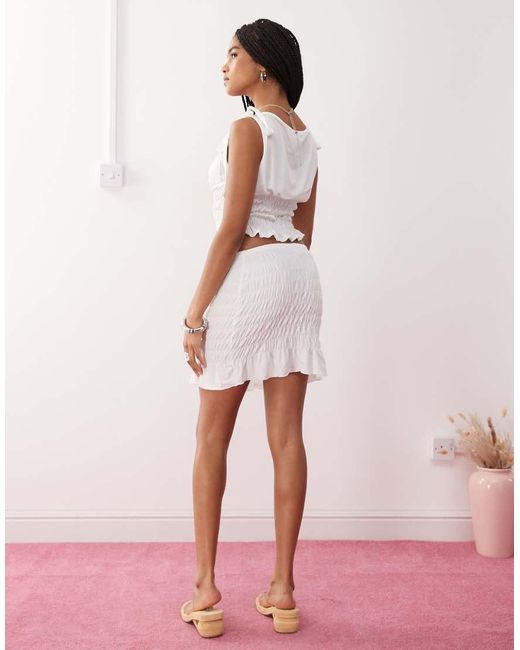 Reclaimed Vintage Pink Shirred Mini Skirt Co-ord