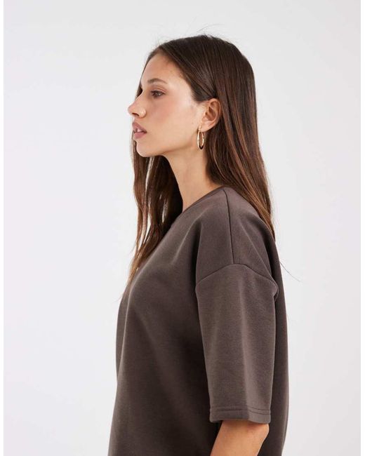 Vero Moda Brown Oversized Short Sleeve Sweatshirt