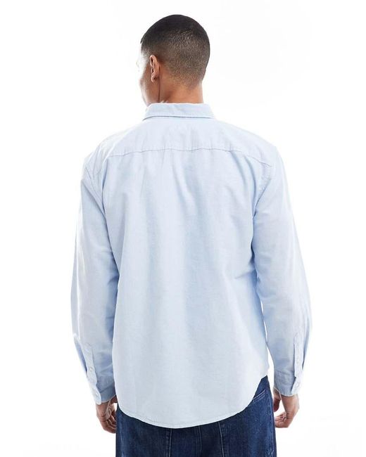 Levi's Blue Authentic Tonal Logo Button Down Relaxed Oxford Shirt for men