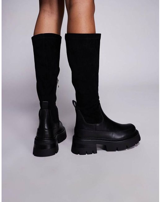 SIMMI Black Simmi London Chorley Knee Boots With Chunky Sole
