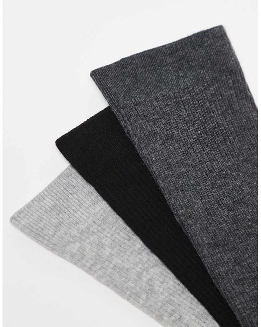 ARKET Black 3-pack Cotton Rib Socks