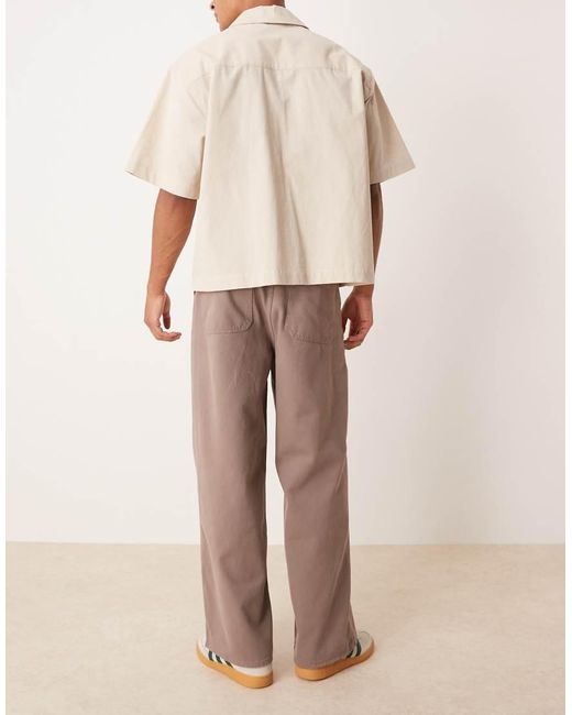 ASOS Super Baggy Broek Met Plooien in het Natural voor heren