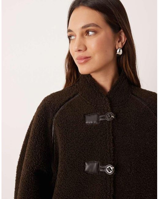 Mango Black Borg Collarless Reversable Jacket With Toggles