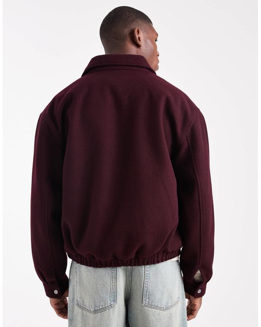 ASOS ‒ harrington-jacke mit wolloptik in Red für Herren