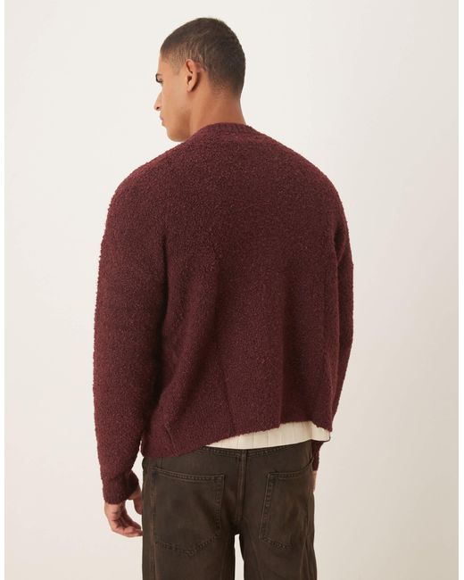 ASOS – strickjacke aus locker gestricktem bouclé-stoff in Red für Herren