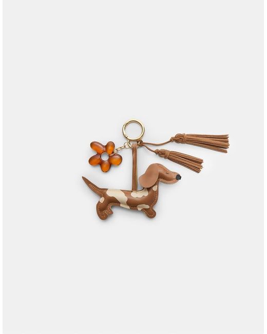 Portachiavi Con Charm A Forma Di Cane E Fiore di Stradivarius in White