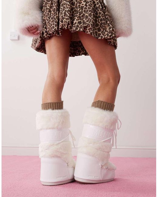 Moon Boot White Icon High Faux Fur Boots