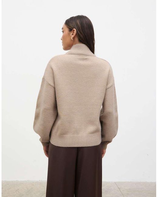 Pretty Lavish Natural Chunky Knit Buttoned Bomber
