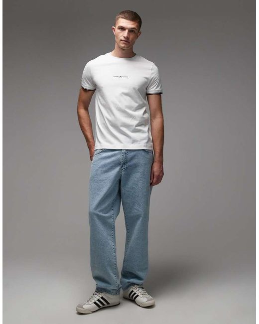 Tommy Hilfiger Gray Tipped Detail Logo T-Shirt for men
