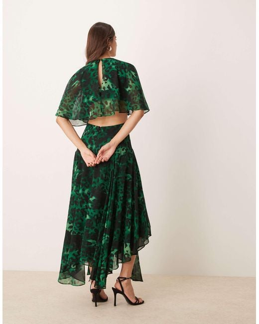 EVER NEW Green Open Back Ruffle Maxi Dress