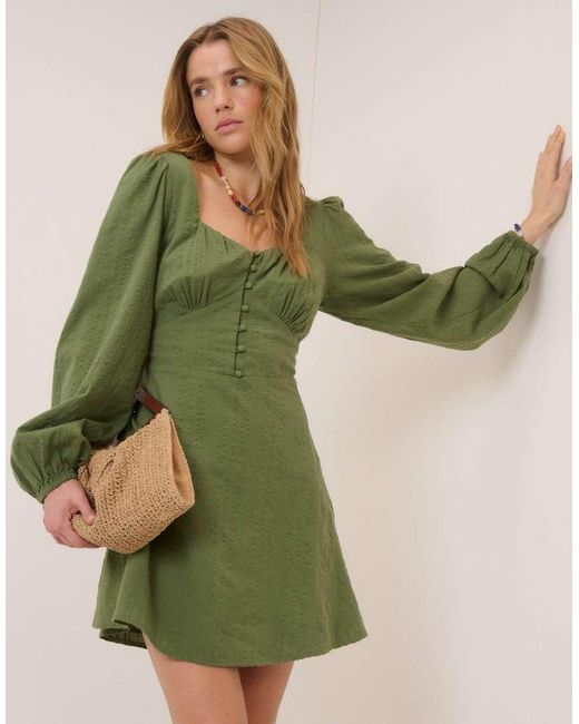 Nobody's Child Green Long Sleeve Melody Mini Dress