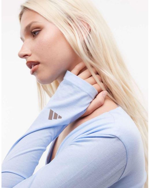 Adidas Originals Blue Three Stripes Studios Ballet Wrap Top