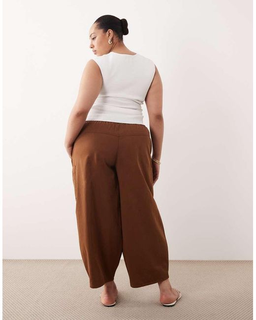 ASOS White Asos Design Curve Pull On Barrel Trousers
