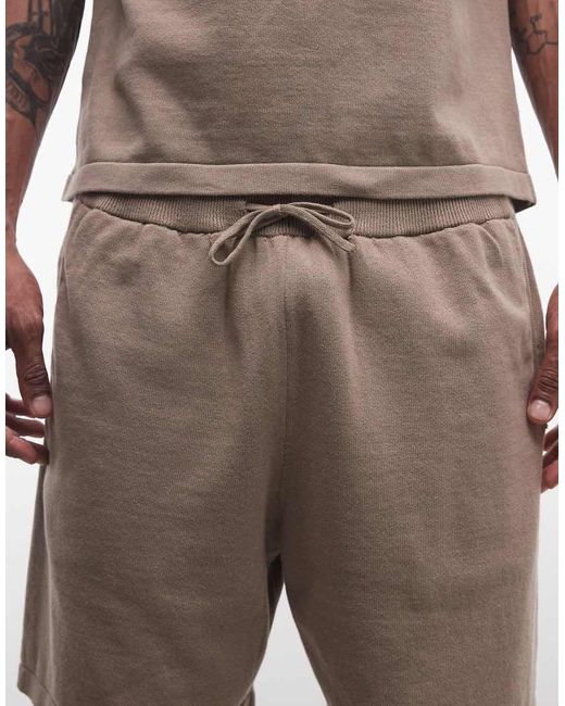 ASOS Natural Relaxed Knitted Co-ord Shorts for men