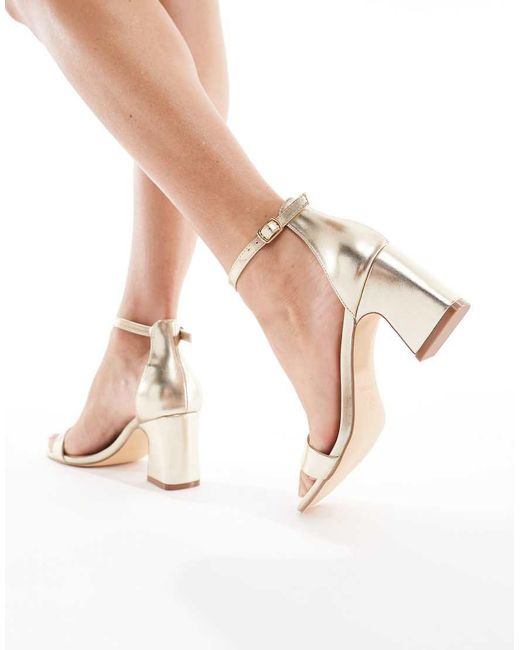 SEQWL Wide Fit Natural Leal Heeled Sandals