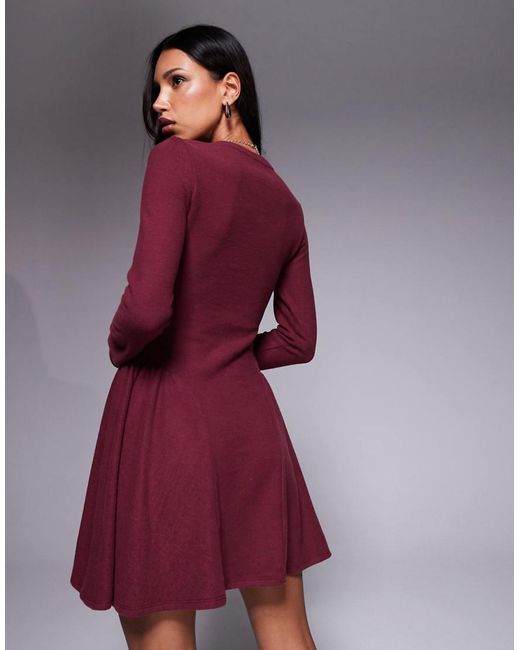 ASOS Purple Supersoft Long Sleeve Godet Mini Dress