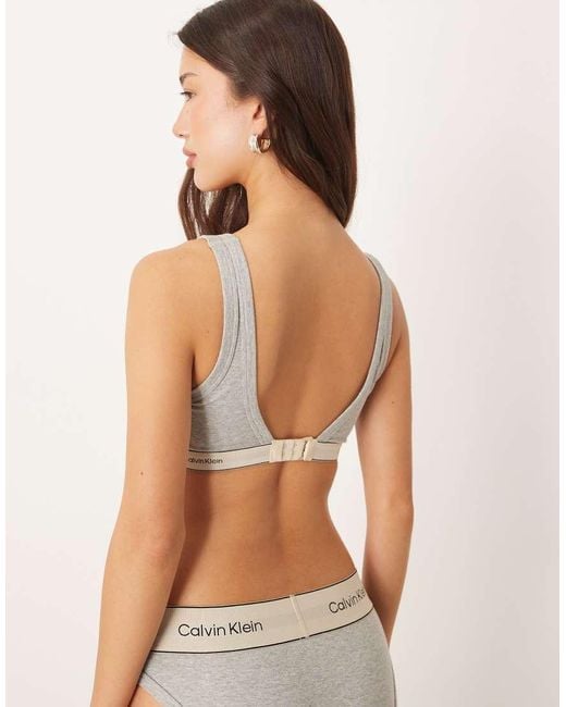Calvin Klein Gray Heritage Cotton Lightly Lined Triangle Bra