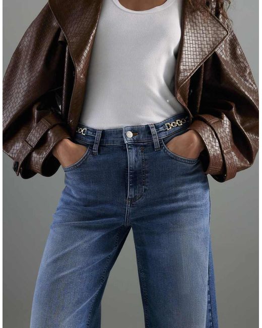 River Island Blue Relaxed Palazzo Jean
