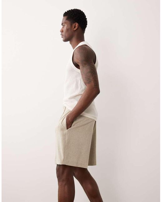ASOS Natural Tailored Pleated Wide Shorts for men