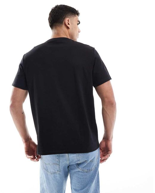 T-Shirt Comoda Nera Con Logo Applicato di Calvin Klein in Blue da Uomo