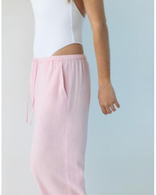 Pull&Bear Pink Linen Blend Trousers