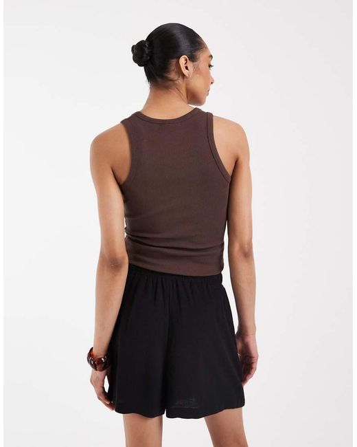Object White Loose Tie Waist Linen Touch Shorts