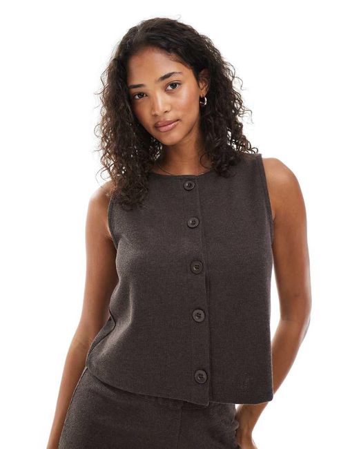 Miss Selfridge Gray Premium Soft Rib Waistcoat Co Ord