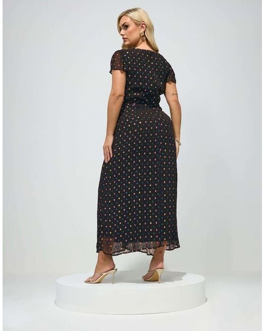 Yours Clothing Blue Dobby Twist Front Maxi Dress