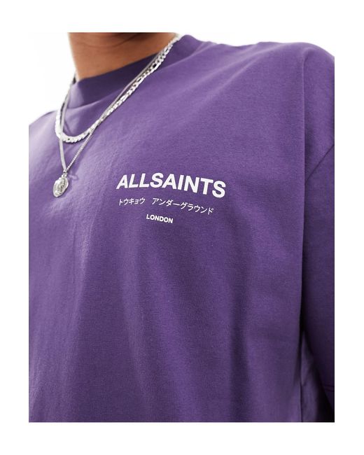 Underground - t-shirt oversize di AllSaints in Purple da Uomo