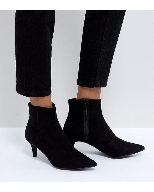 New Look Black Pointed Kitten Heel Ankle Boot