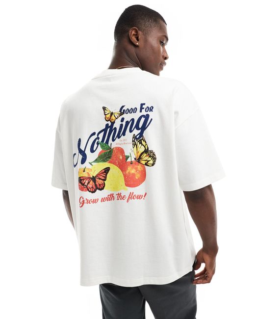 Good For Nothing White Butterfly Graphic Back T-shirt for men
