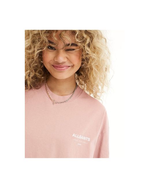 Camiseta rosa polvoriento extragrande underground exclusiva en asos AllSaints de color Pink