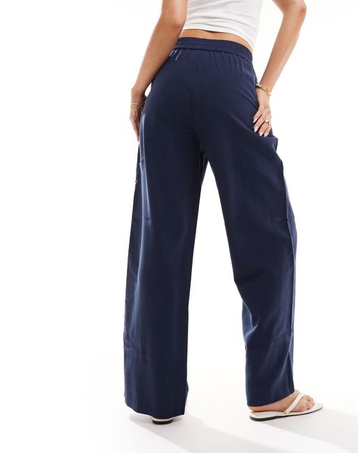 Vero Moda Blue Wide Leg Pull On Trousers With Elasticated Waist