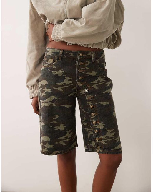 Lioness Multicolor Penny Exclusive Asymmetric Button Detail Relaxed Leg Jorts