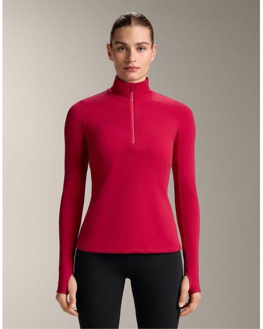 Oysho Red Half-Zip Base Layer T-Shirt